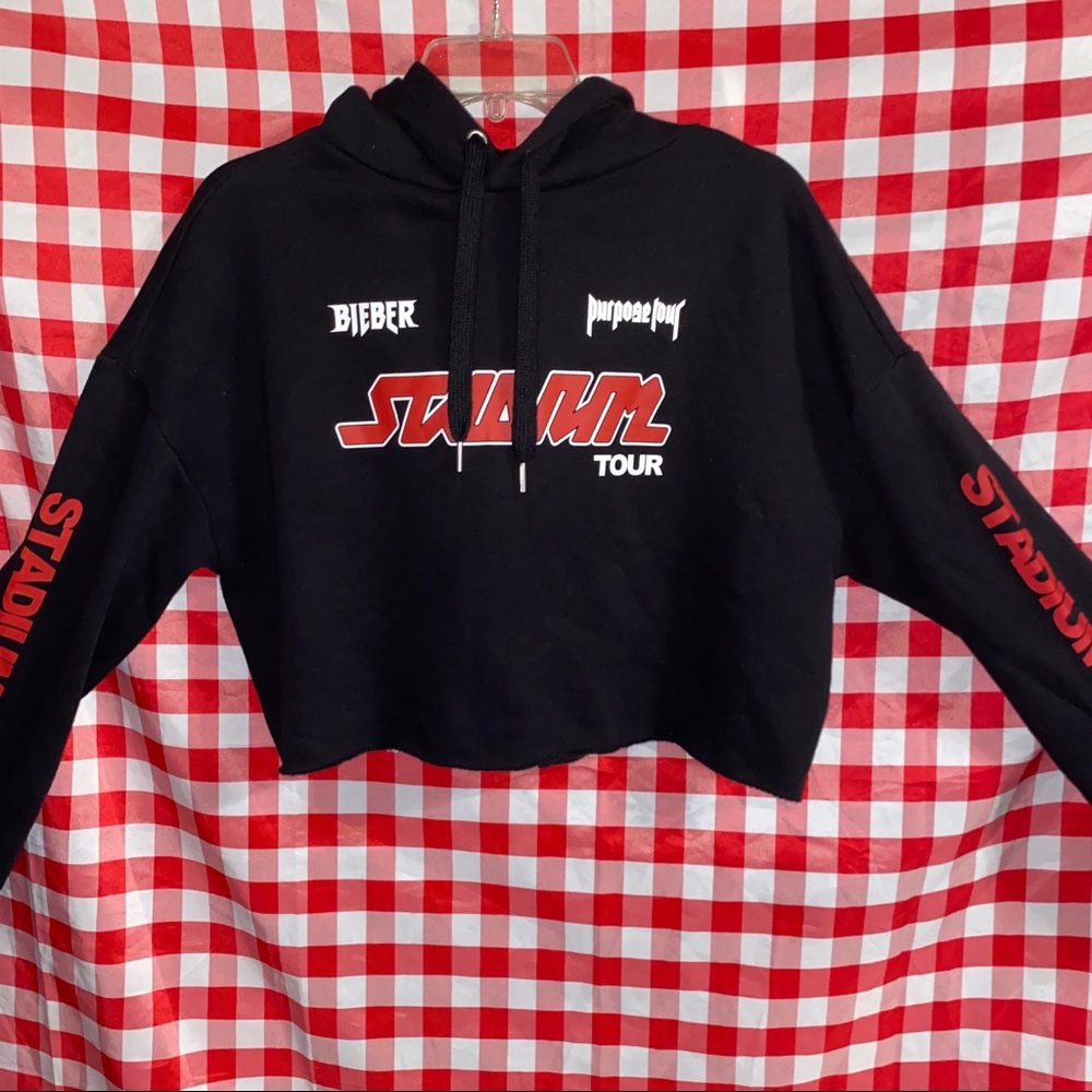 Justin Bieber purpose tour cropped hoodie